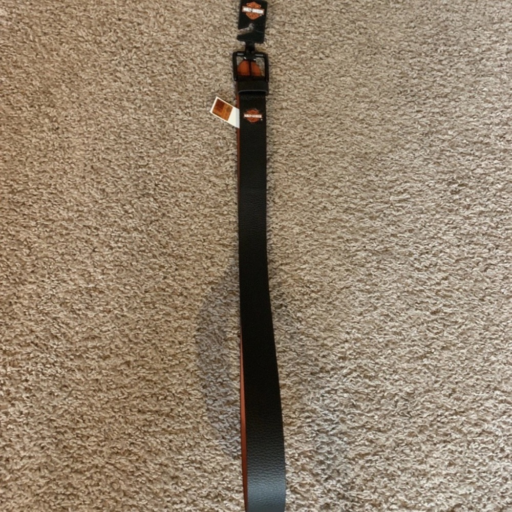 Harley-Davidson Men's XL 42/44 Pebbled Genuine Leather Belt, Black New - Picture 3 of 10